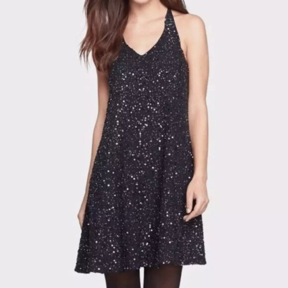 Black sequin Eileen Fisher dress, size L - Picture 1 of 7
